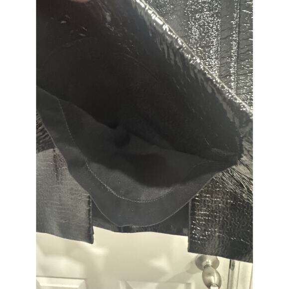 Akris Punto Crocodile Embossed FauxPatent Leather Black Pencil Skirt Size 10 - Picture 8 of 10